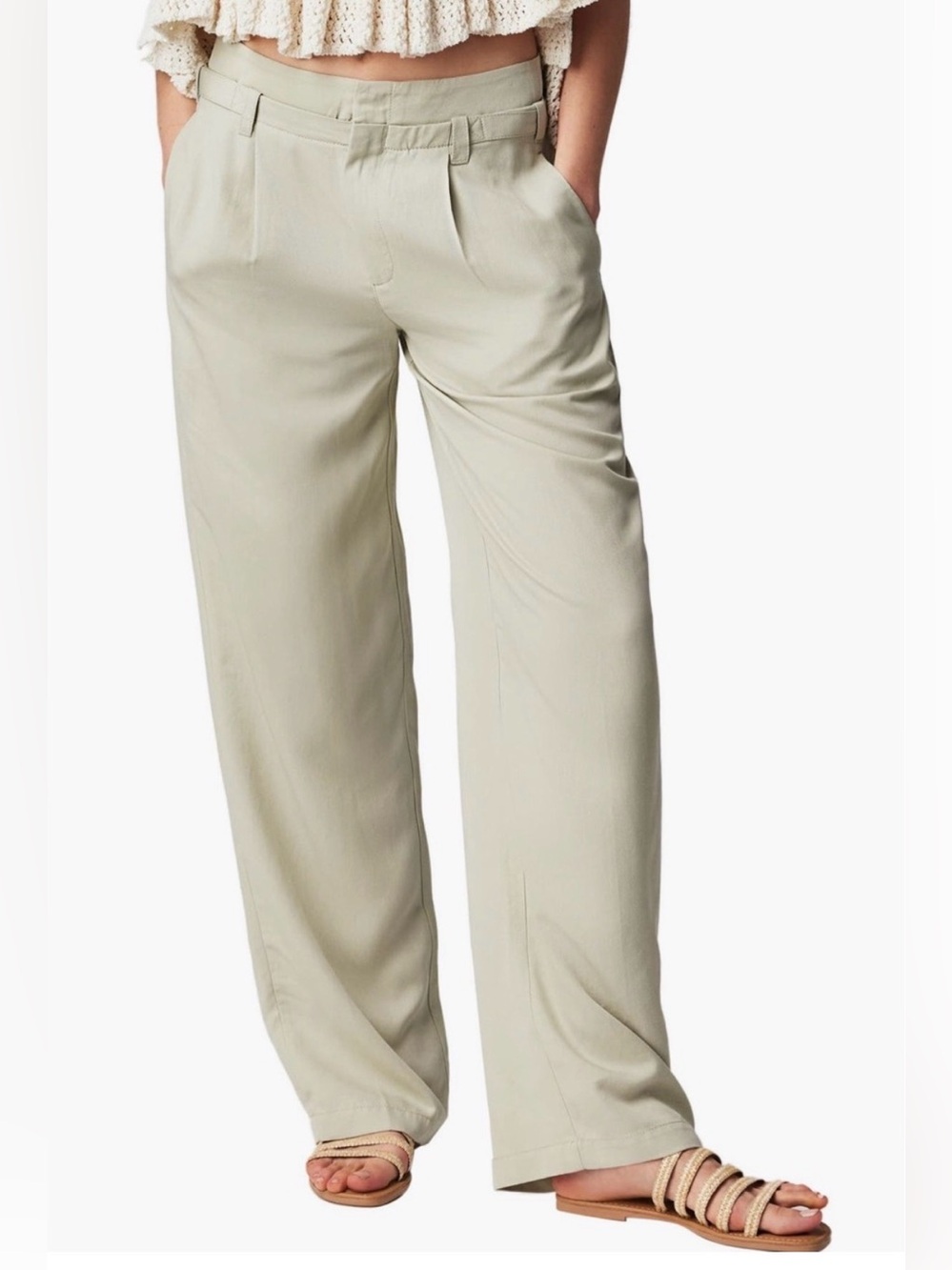Free People Falling Out Trousers Alfalfa Green Size 8
